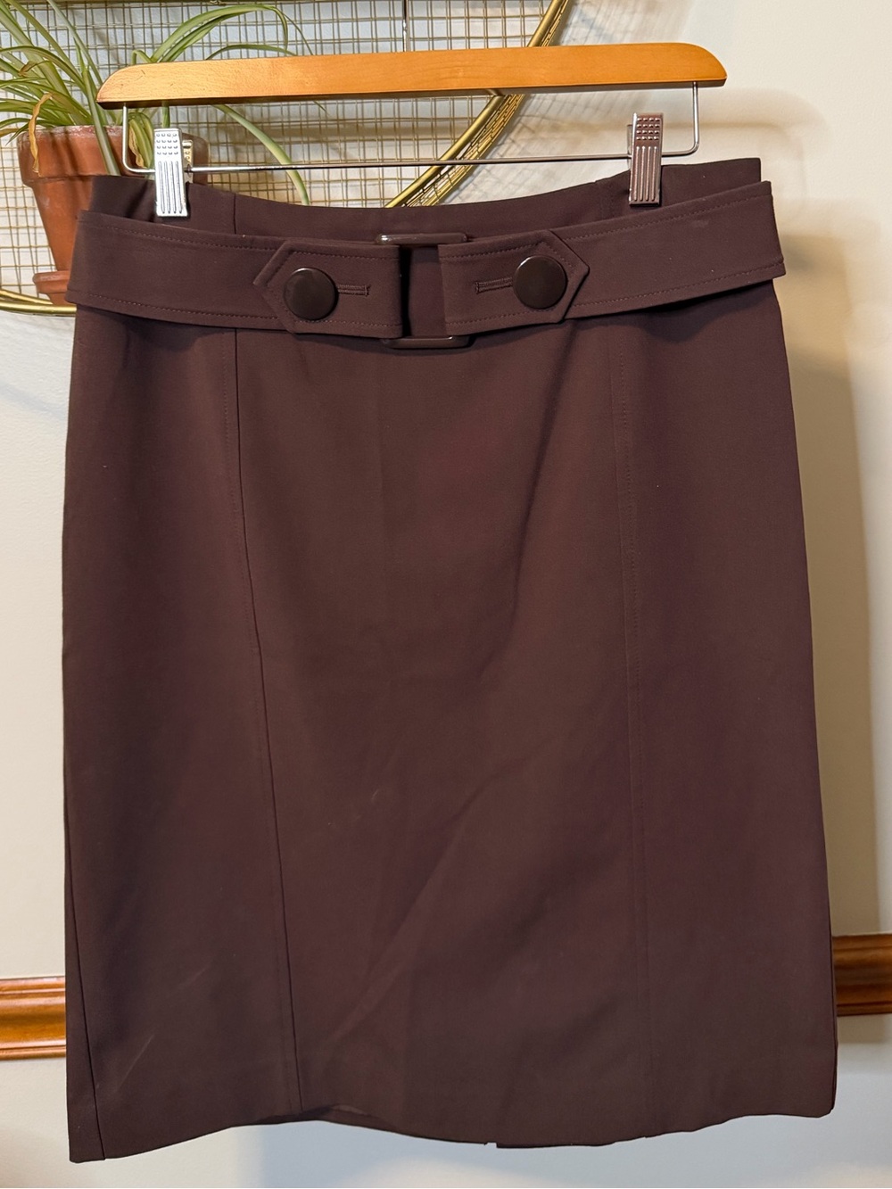 Apt. 9 Dark Brown Belted Pencil Skirt